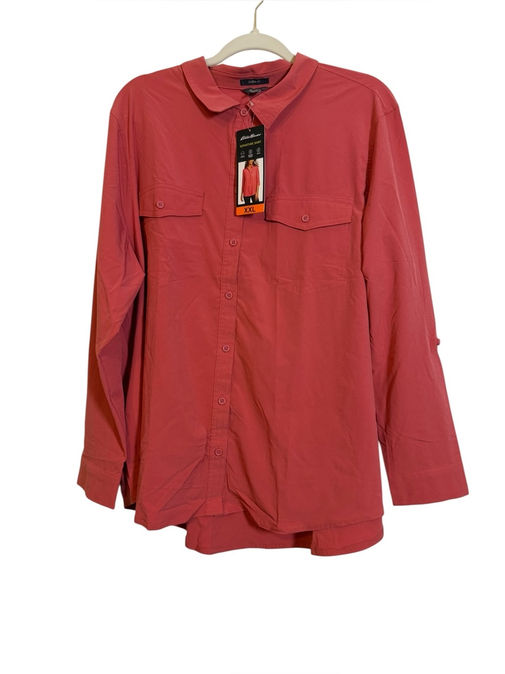 NWT Eddie Bauer Coral Long-Sleeve Button Up Shirt sz XXL